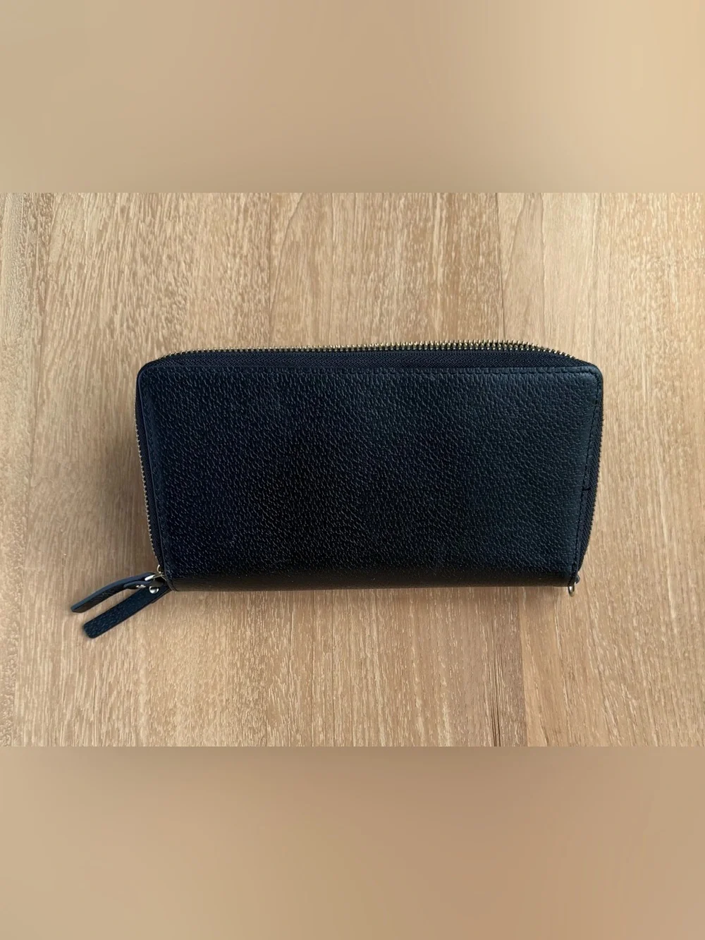 Kate Spade Black Pebbled Leather Zip-around Wallet with Gold Studs